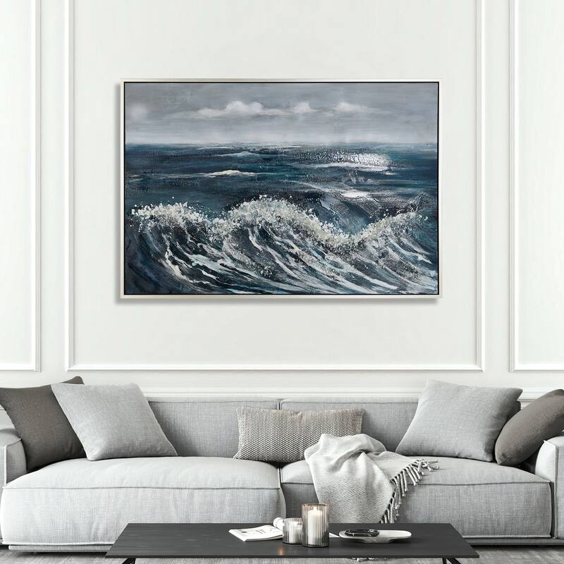 StyleCraft Crashing Hand-Painted Canvas Wall Art - 62" x 42"