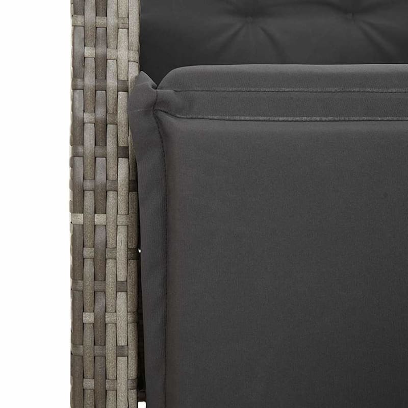 vidaXL Patio Bistro Set with Cushions Outdoor Garden Furniture Grey Poly Rattan