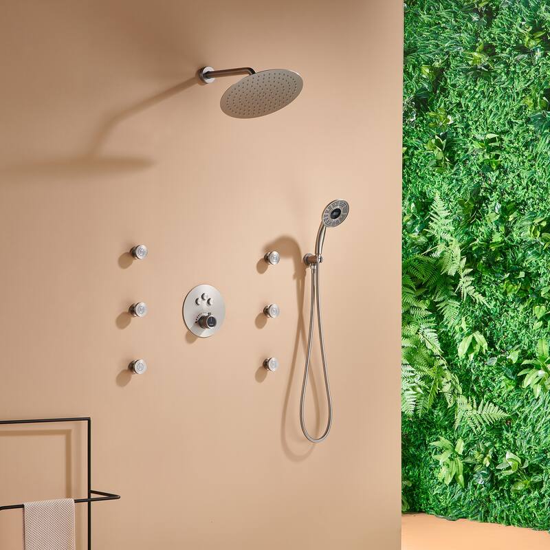 CASAINC Thermostatic Shower Faucet Shower System with 6 Body Jet
