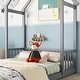 preview thumbnail 26 of 28, Full Size Pine Wood Roof-framed Headboard Floor Bed