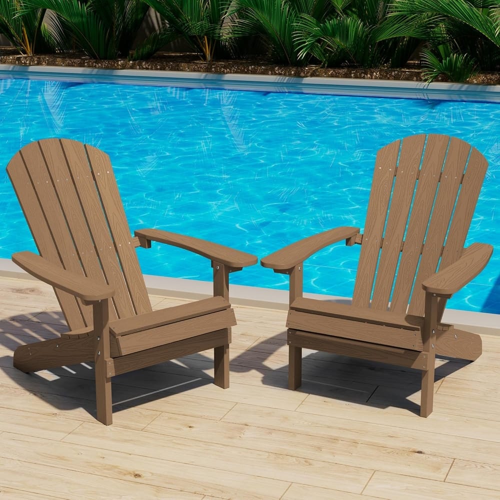 WINSOON All Weather HIPS Outdoor Plastic Adirondack Chairs Set of 2