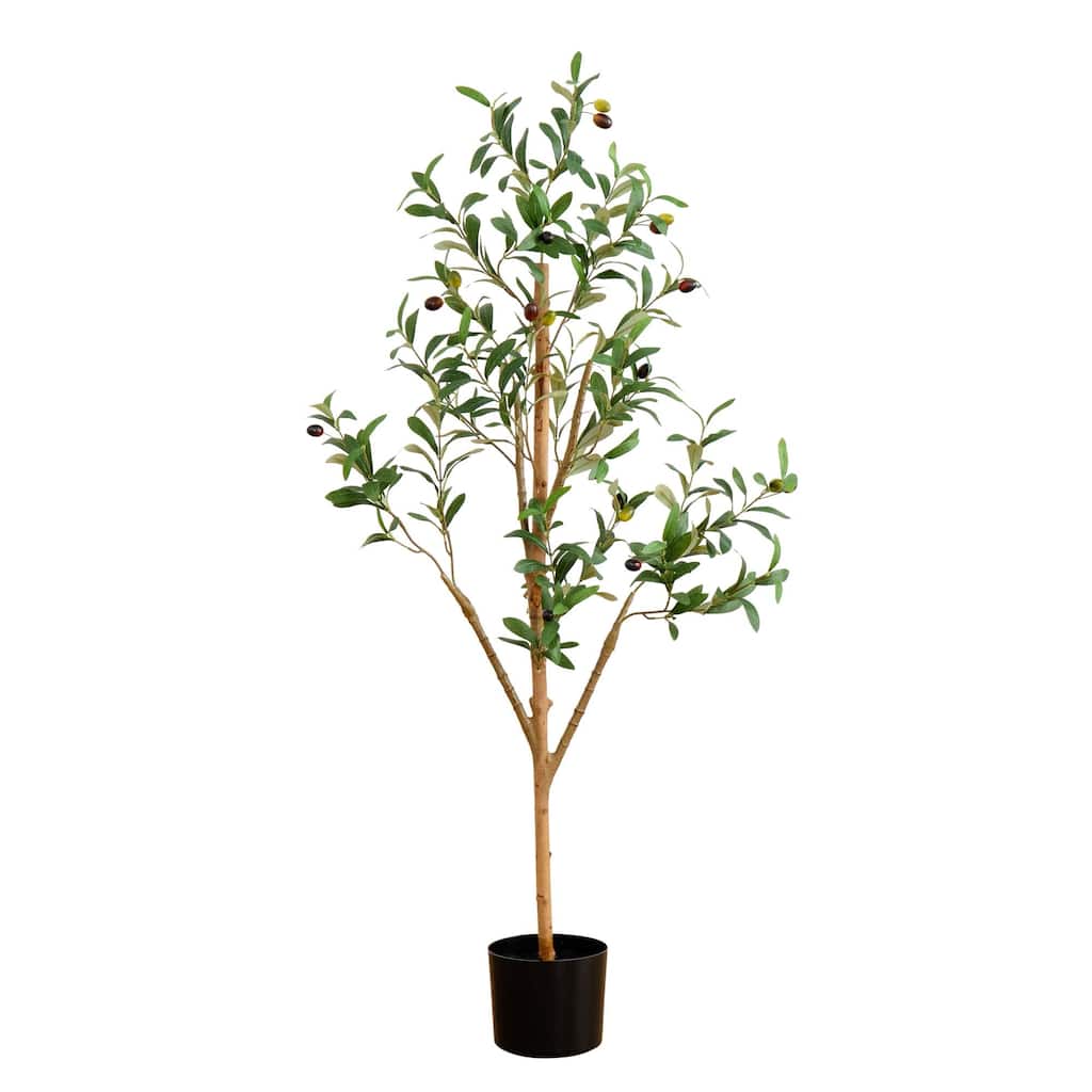 4' Artificial Olive Tree with Natural Trunk - Green