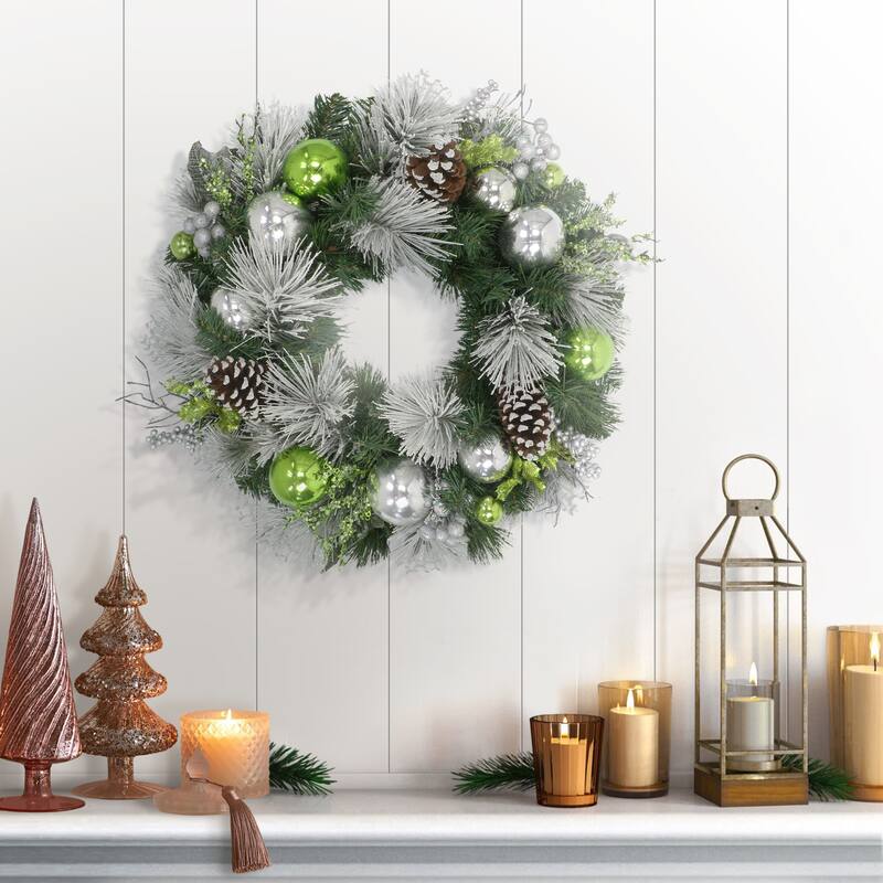 Puleo International 24" Decorated Artificial Wreath - Green