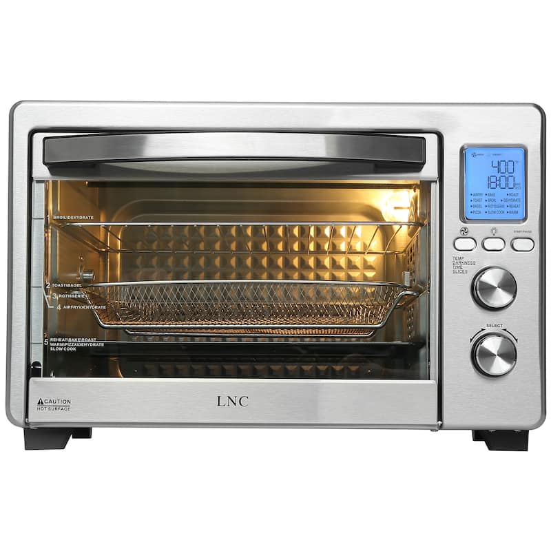 LNC 12-In-1 Large 34QT Countertop Toaster Oven Convection Rotisserie Air Fryer - 19.5" L x 15" W x 12.5" H