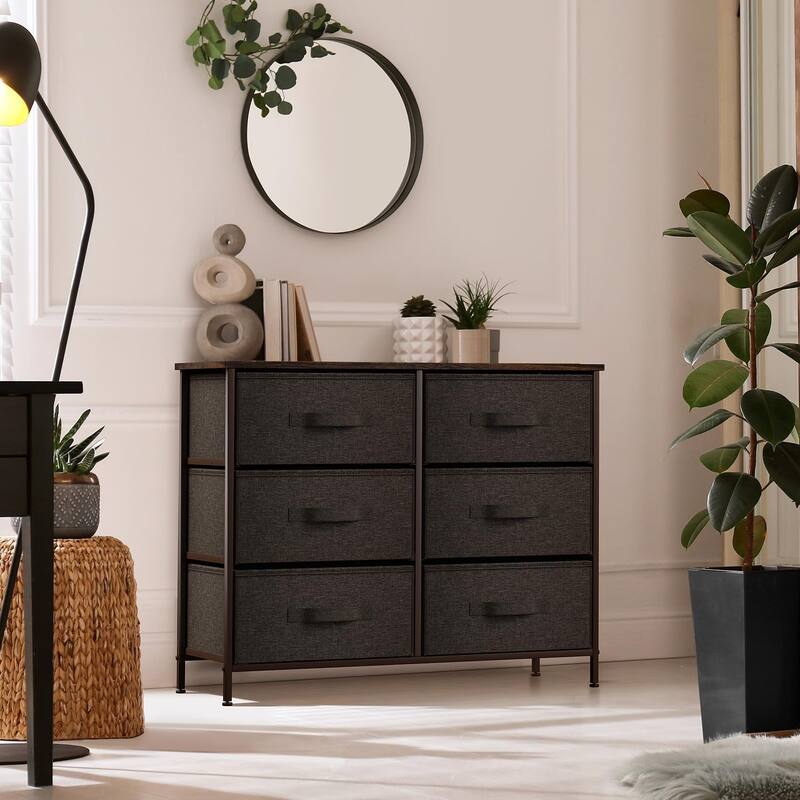 Extra Wide Dresser Organizer With 6 Drawers - Brown