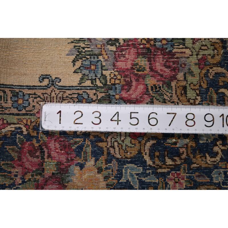 Vegetable Dye Kerman Vintage Persian Area Rug Hand-Knotted Wool Carpet - 4'0" x 7'1"