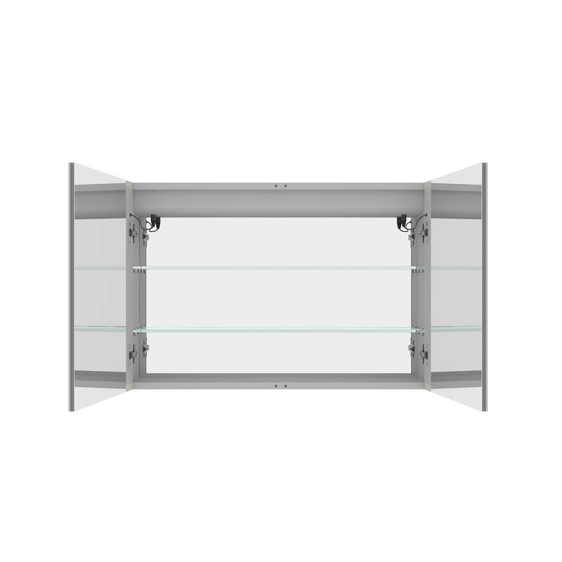 36" Surface Mount Aluminum Medicine Cabinet with Double Door, Mirror and LED Lights