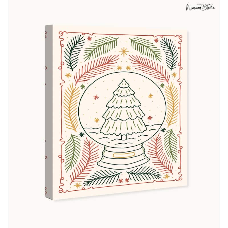 Wynwood Studio Canvas Holiday and Seasonal Snow Globe Classic Pine Green Modern & Contemporary Wall Art Canvas Print