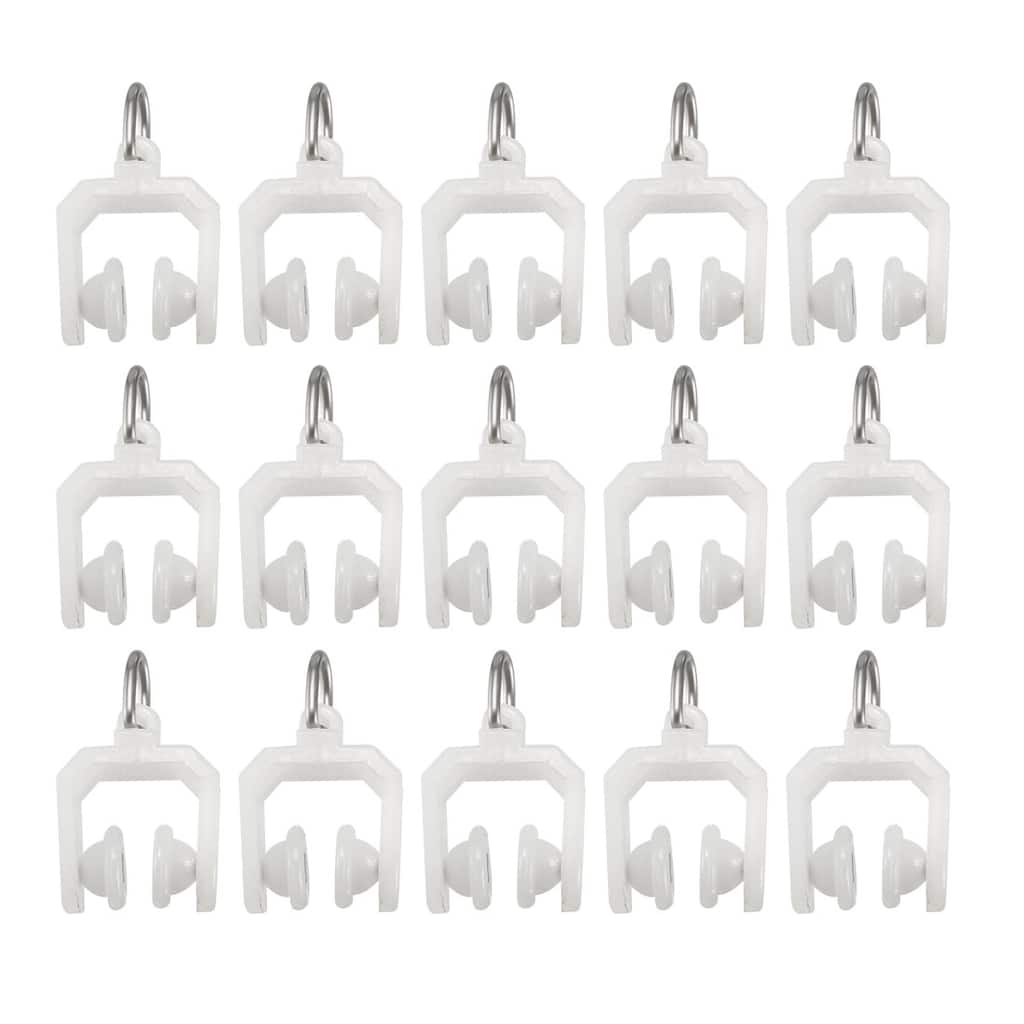 Curtain Track Rollers Plastic Twin Wheeled Carriers 9mm Dia 30 Pcs - White