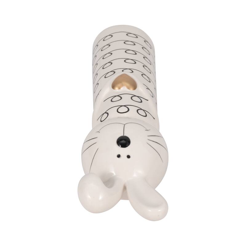 Sagebrook Home Squiggly Bunny With Gold Heart, White/Black