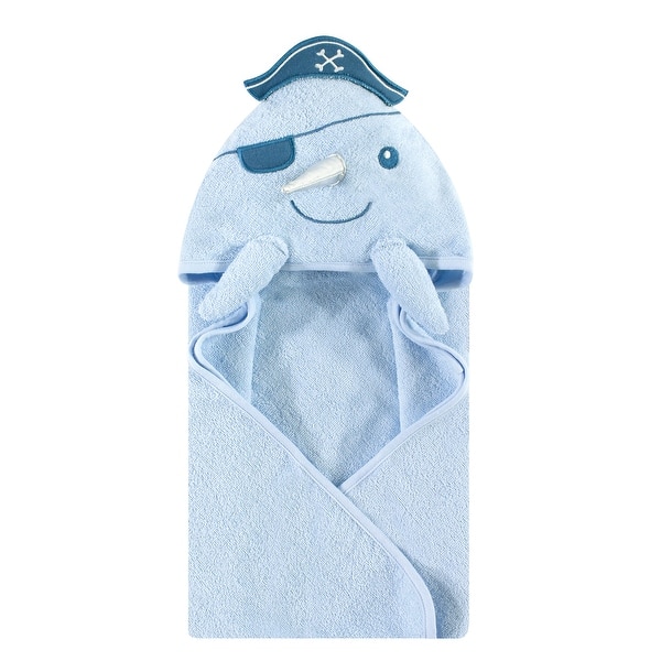 slide 1 of 1, Hudson Baby Infant Boy Cotton Animal Face Hooded Towel, Narwhal, One Size - Narwhal - One Size One Size - Narwhal