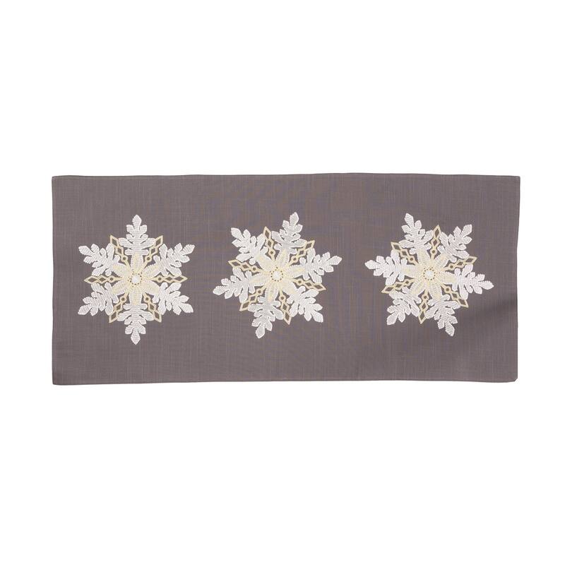 Sparkling Snowflakes Embroidered Christmas Table Runner