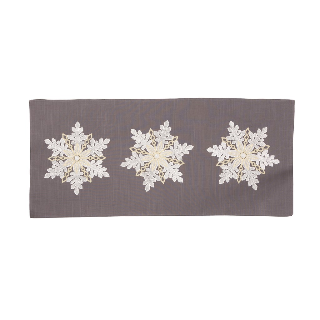 Sparkling Snowflakes Embroidered Christmas Table Runner