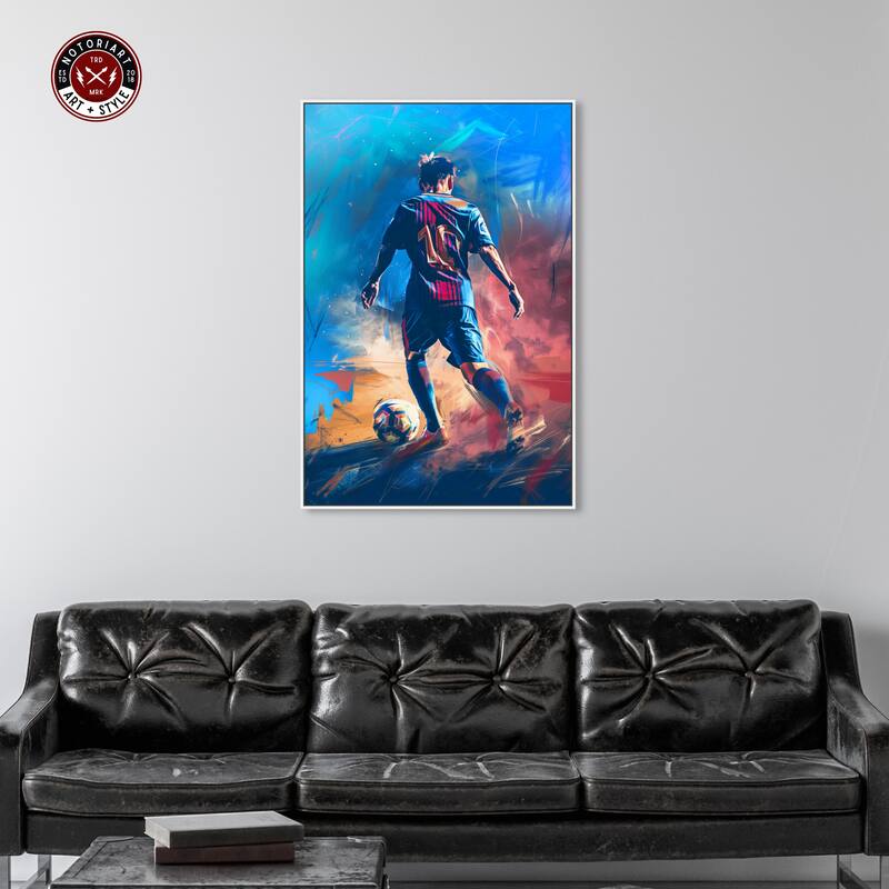 Notoriart Bold And Colorful Soccer Player Framed Soccer 1 Piece Canvas Wall Art