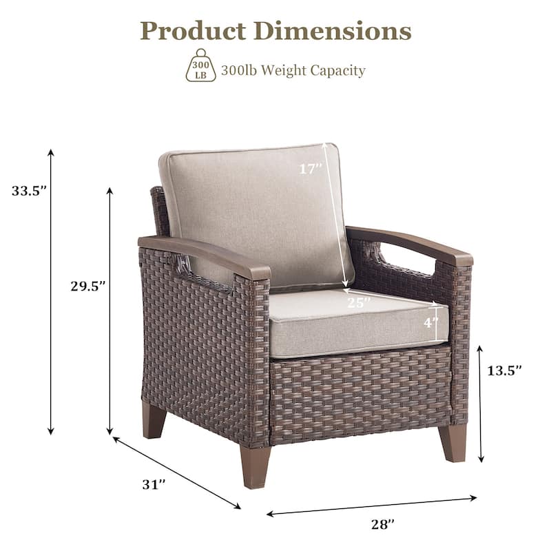 High Back Outdoor Patio Chairs Beige Cushion