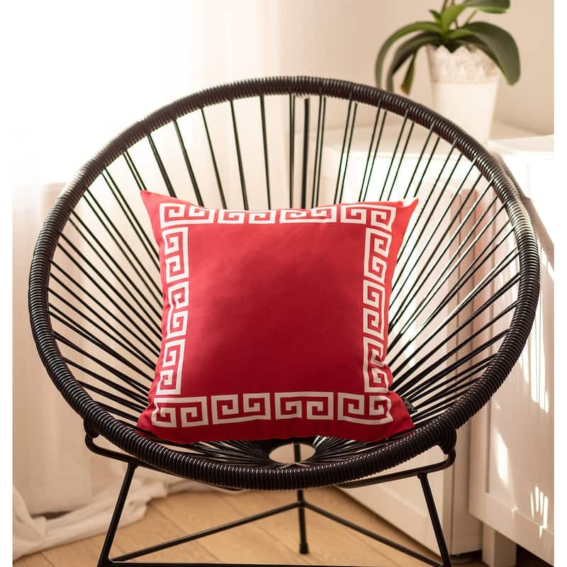 Porch & Den Schmidlin Greek Key Printed Throw Pillow Cover - 18" x 18" - Red
