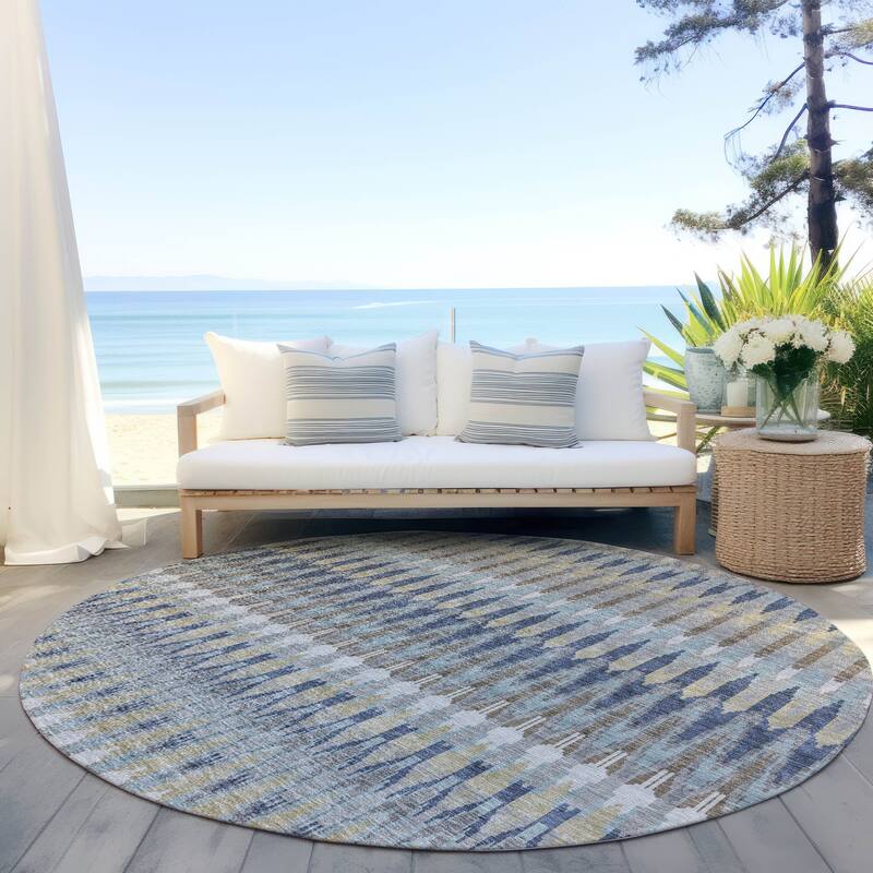 Machine Washable Indoor/ Outdoor Chantille Moroccan Boho Rug - Taupe - 8' x 8'
