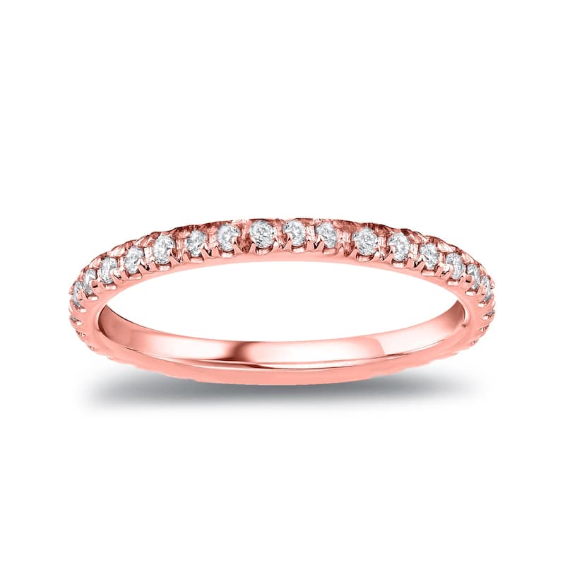 Auriya 14k Gold Round Diamond Wedding Band 1/4ctw - Rose - 6.5