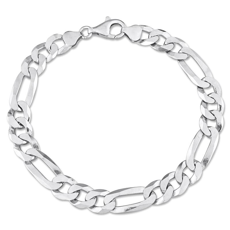 Miadora 8.9mm Flat Figaro Chain Bracelet Sterling Silver- 9 in