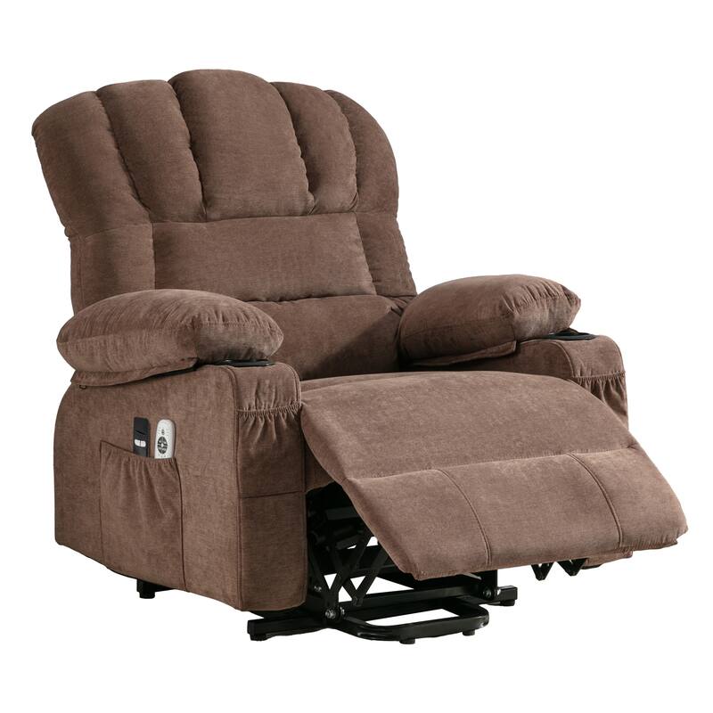 Power Lift Recliner Chair for Elderly with Vibration Massage and Heat, Living Room Single Electric Sofa with USB & Cup Holder