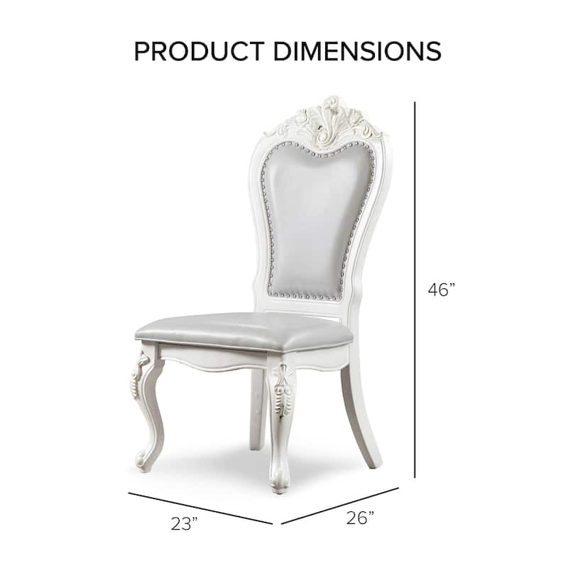 Furniture of America Eugene Traditional Solid Wood Dining Side Chairs with Nailhead Trim and Cabriole Legs (Set of 2)