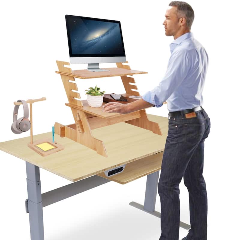 Standing Desk Converter Height-Adjustable Sit-stand Table Laptop Tray