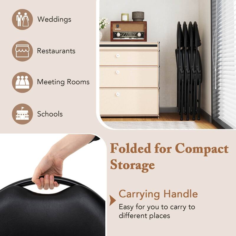 Costway 2/4/8/10/12 PCS Folding Padded Party Chairs with Metal Frame