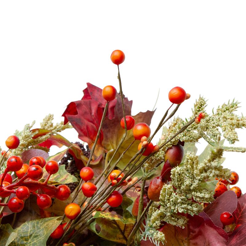 Leaves and Berries Artificial Fall Harvest Wreath - 20-Inch Unlit - 20"
