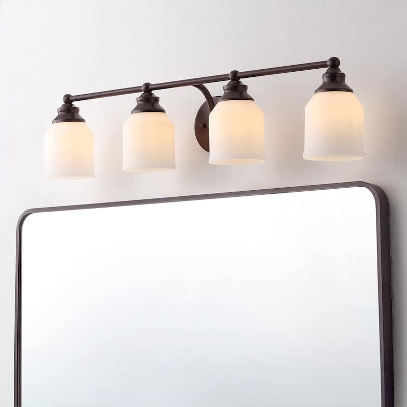 JONATHAN Y Jayne Iron/Frosted Glass LED Vanity Light