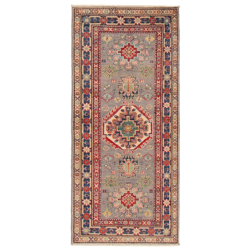 ECARPETGALLERY Hand-knotted Uzbek Ghazni Grey Wool Rug - 2'9 x 6'1 - Grey - 2'9 x 6'1