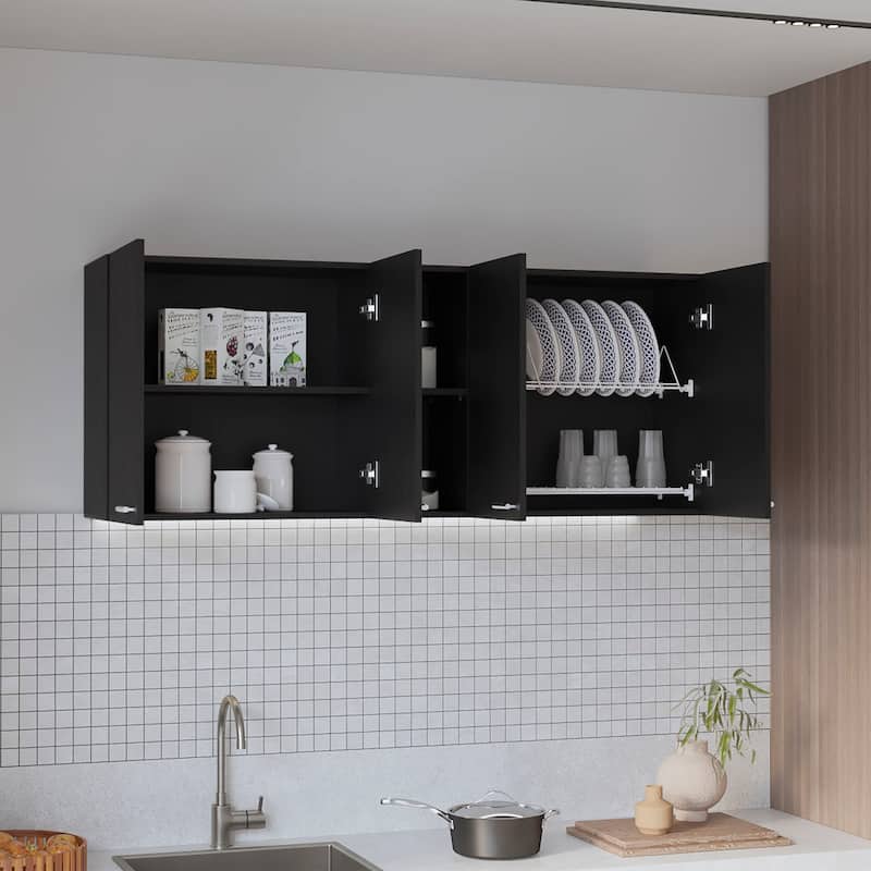 FM Furniture Winslow 150" Wall Cabinet, Four Doors