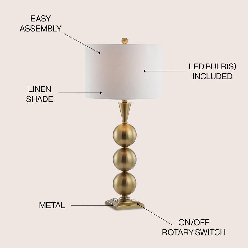 June 33" Metal LED Table Lamp, Brass by JONATHAN Y