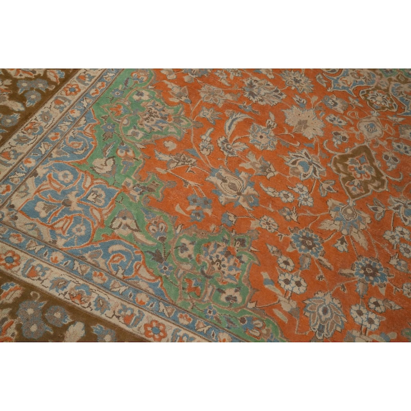 Hand Knotted Oriental 100% Wool Carpet Traditional Floral Oranges & Rust Najafabad Area Rug - 13' 7'' X 9' 6''