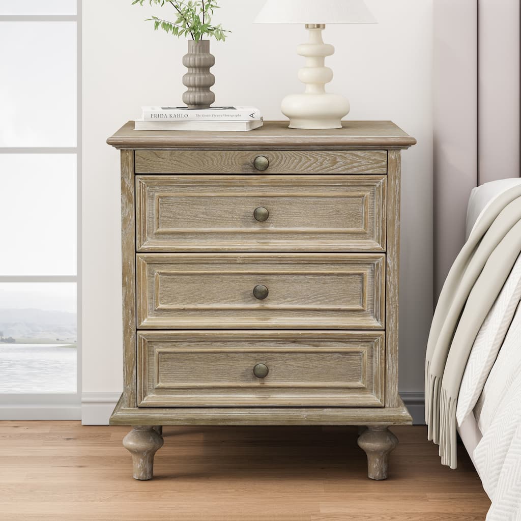 Nightstands with Drawers & Hidden Pull-Out Shelf & Metal Handle