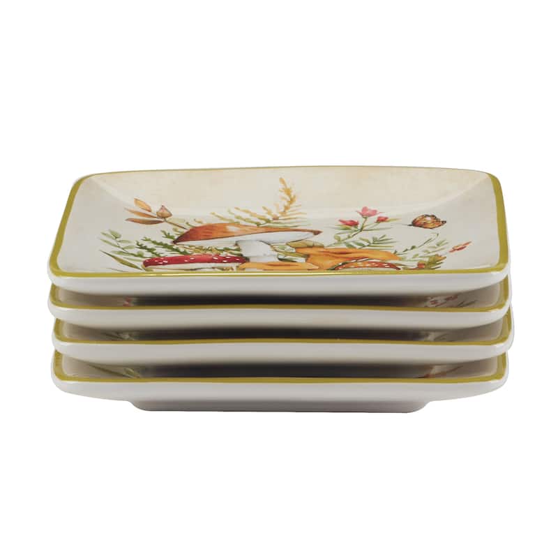 Certified International Woodland Critters 6" Canape/Luncheon/Dessert Plates, Set of 4 - 6" x 6" x .75"