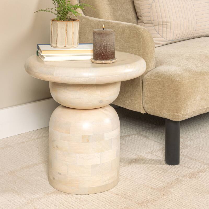 Side Table - Whitewashed - 18.0"L x 18.0"W x 18.0"H