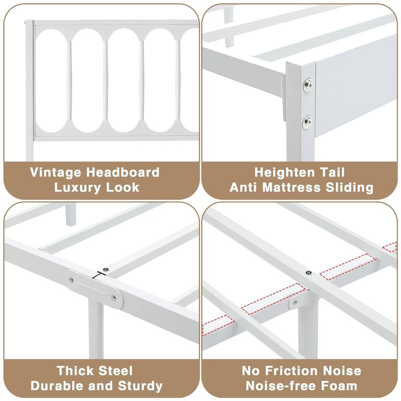 Metal Queen Size Modern Bed Frame Platform Mattress Foundation