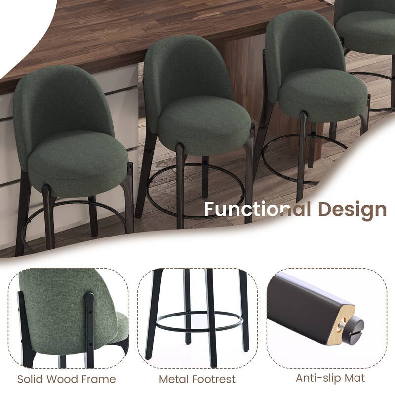 set of 4 Upholstered Counter Height Bar Stools