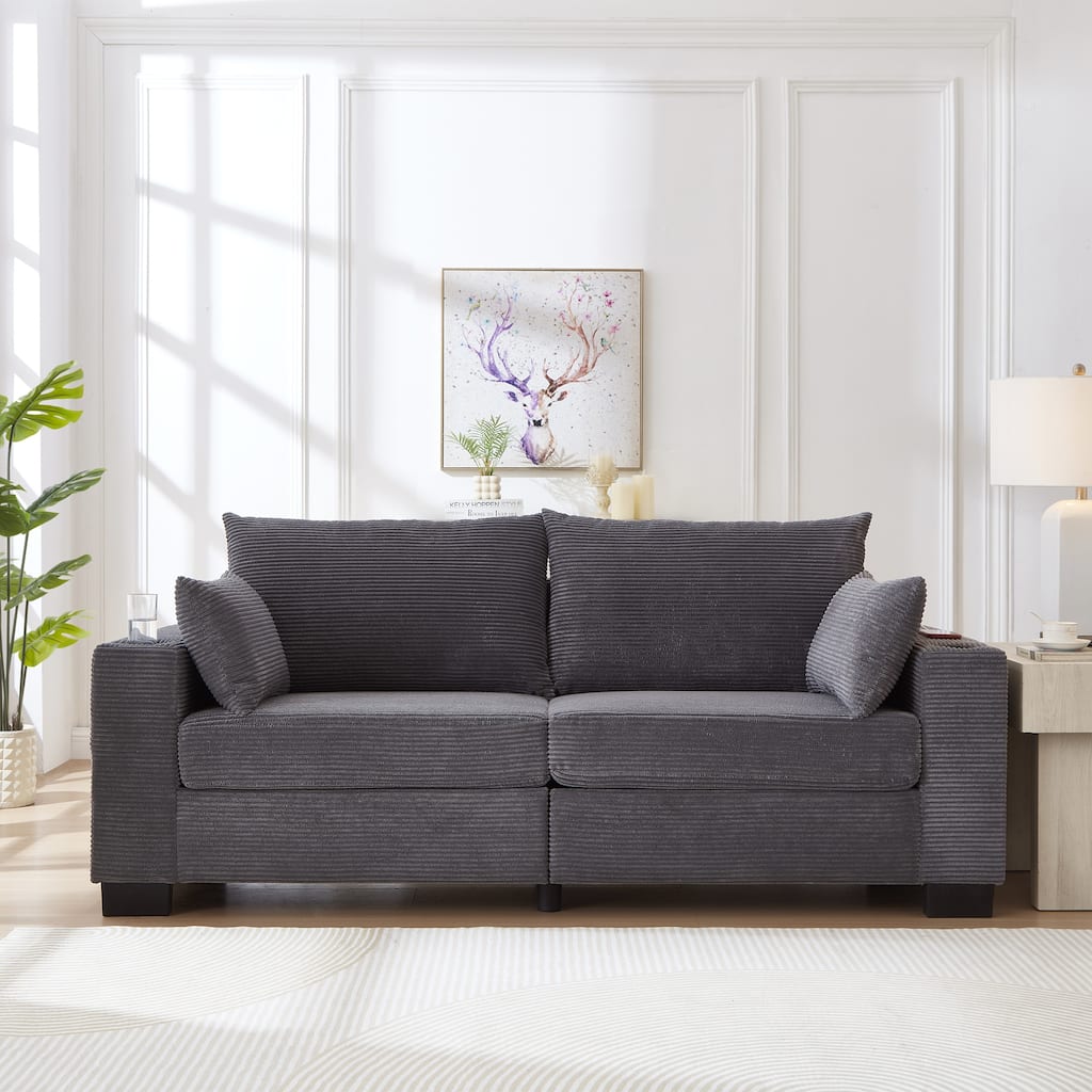 Loveseat Sofa Couch Floor Sofa Bed Lounge Sleeper Bed Accent Couch Settee with Cup Holders and Pockets