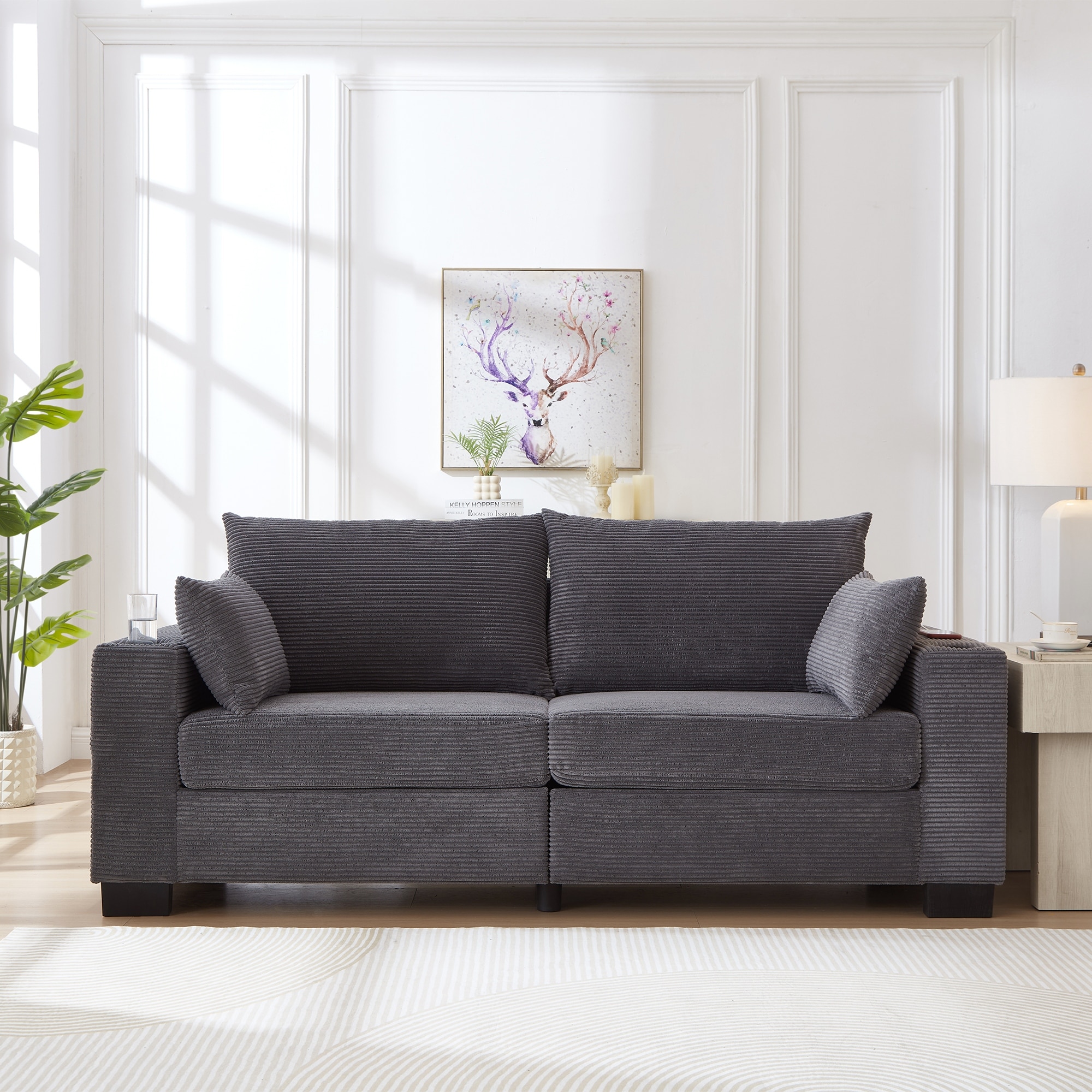 Loveseat Sofa Couch Floor Sofa Bed Lounge Sleeper Bed Accent Couch Settee with Cup Holders and Pockets