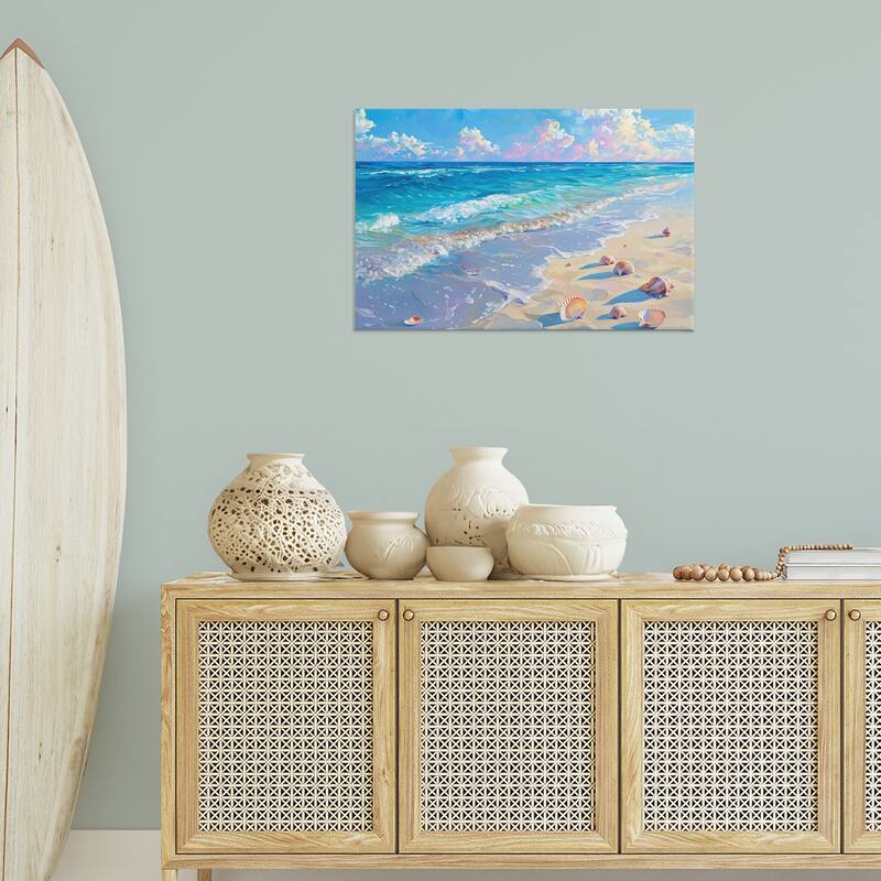 Stupell Seashells Along Sea Shore Canvas Wall Art Design By LSR Design Studio