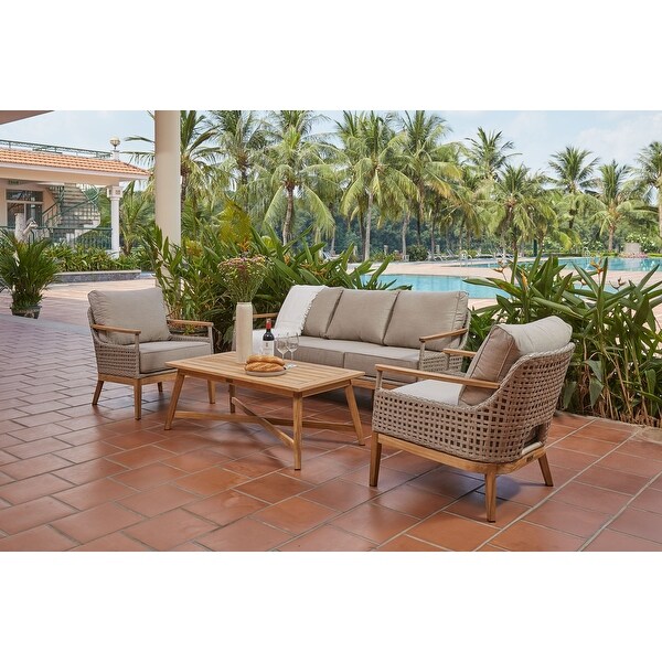 August 4 Piece Stationary Sunbrella Sofa Patio Seating Set 2