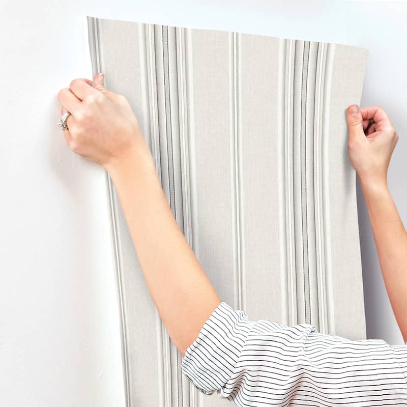 Chesapeake Calvados Grey Linen Stripe Wallpaper