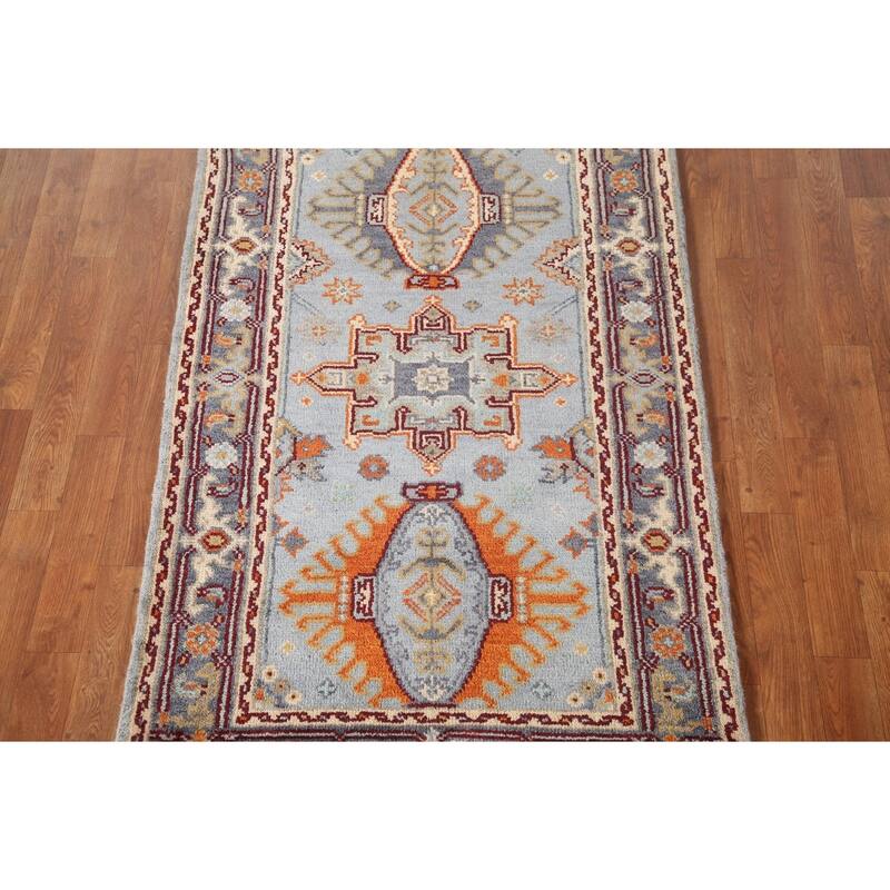 Light Blue Kazak Oriental Accent Rug Wool Carpet - 3'0"x 5'1"