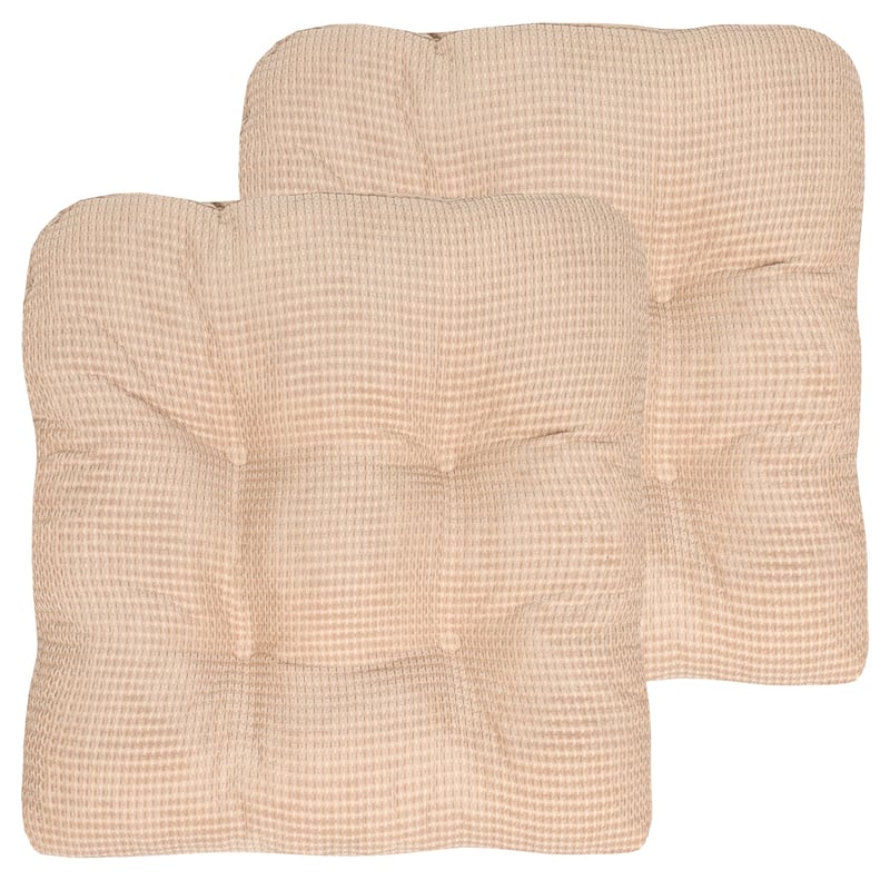 Sweet Home Collection Fluffy Memory Foam Tufted Chair Cushion Non Slip Microdot Rubber Back