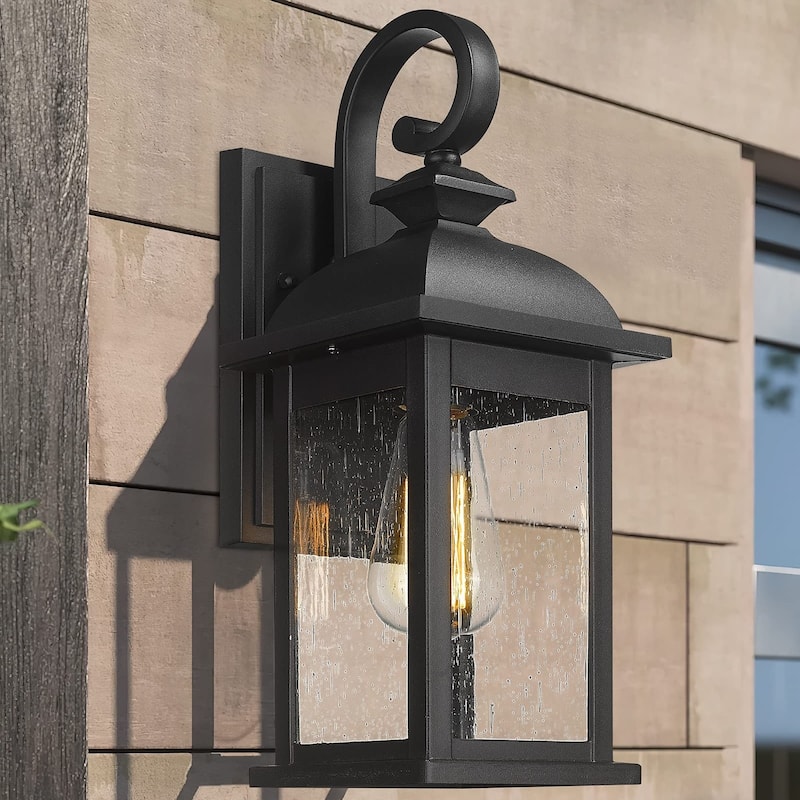 21 Inch Outdoor Wall Lantern Lights,Seeded Glass Shade
