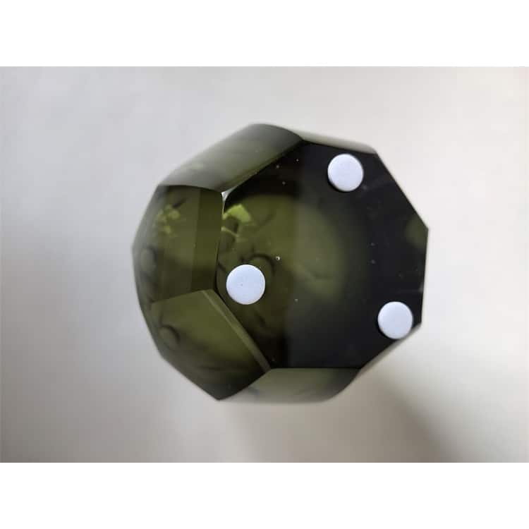 Lime Green 6" Art Deco Cut Glass Squat Oval Vase for Modern Decor