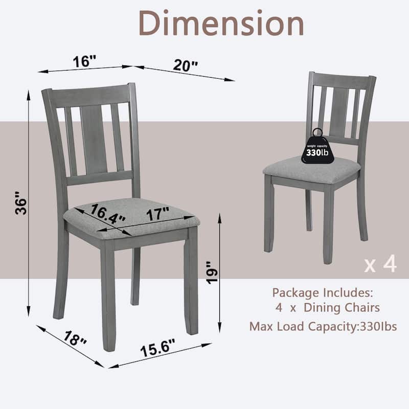 GDFStudio - Savoy Farmhouse Linen Upholstered Ergonomical Wooden Dining Chairs Set, Padded Seat & Non-slip Feet Pads, Set of 4