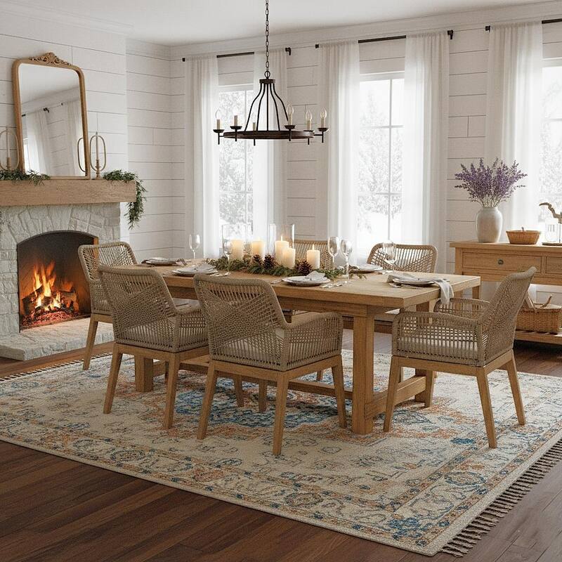 Ottawa 2-Piece Acacia Wood Rope Patio Chairs in Natural Color