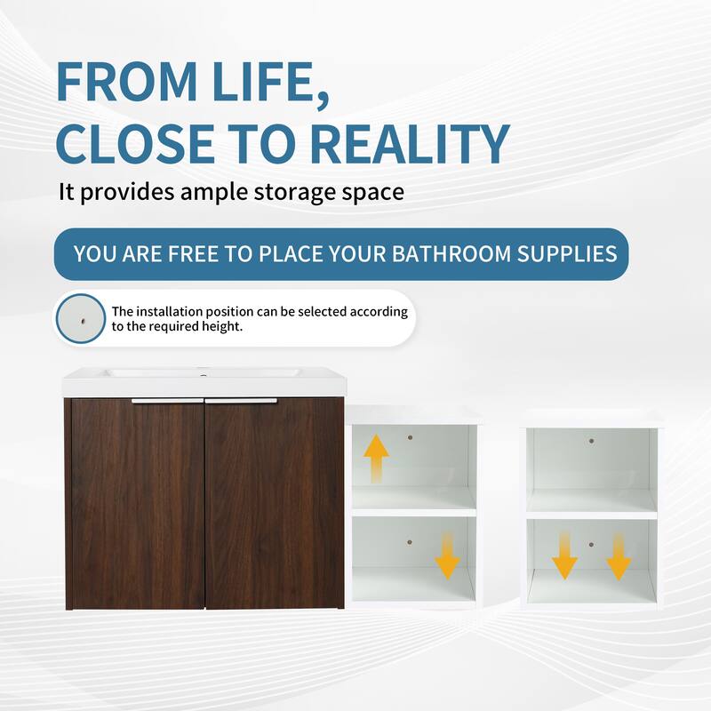 ARTCHIRLY 24/36/48/60/72/84 Inch Bathroom Vanity with Sink, Floating Bathroom Vanity with Soft Close Door and Shelf